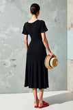 Robe d’invitée de mariage à col carré noir