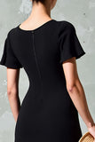 Robe d’invitée de mariage à col carré noir
