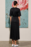 Robe d’invitée de mariée froncée noire A Line