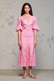 Robe d’invitée de mariée à volants en dentelle rose