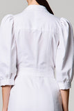 Robe d’invitée de mariage blanche à simple boutonnage à demi-manches