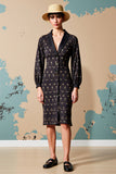 Robe d’invitée de mariage florale à revers cranté noir