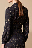 Robe d’invitée de mariage florale à revers cranté noir
