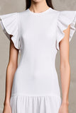 Robe d’invitée de mariée blanche A Line Flutter Sleeve