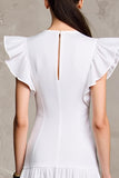 Robe d’invitée de mariée blanche A Line Flutter Sleeve