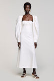 Robe d’invitée de mariage à manches longues blanche A Line