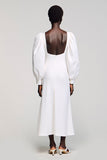 Robe d’invitée de mariage à manches longues blanche A Line