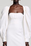 Robe d’invitée de mariage à manches longues blanche A Line