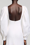 Robe d’invitée de mariage à manches longues blanche A Line