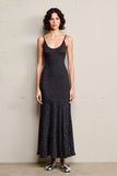 Robe longue de mariée dos nu à pois noirs