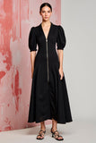 Robe longue d’invitée de mariée en satin noir A Line