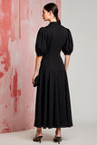 Robe longue d’invitée de mariée en satin noir A Line
