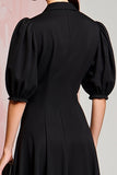 Robe longue d’invitée de mariée en satin noir A Line