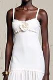 Whiet A Line Spaghetti Straps Robe d’invité de mariage avec des fleurs