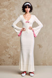 Robe d’invitée de mariage à manches longues fourreau blanc