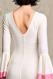 Robe d’invitée de mariage à manches longues fourreau blanc