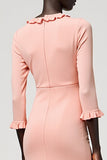 Robe longue d’invité de mariage à volants rose avec fente