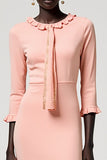 Robe longue d’invité de mariage à volants rose avec fente