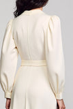 Ivory A Line Robe d’invité de mariage à manches longues