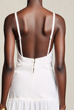 Robe d’invitée de mariage midi blanche avec dentelle