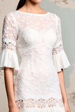 Dentelle ivoire Une ligne Robe longue d’invité de mariage avec manches