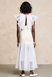 Robe longue d’invité de mariée à volants en tulle blanc