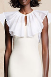 Robe longue d’invité de mariée à volants en tulle blanc