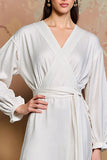 Robe d’invitée de mariage à manches longues blanche A Line