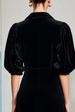 Robe à manches bouffantes noir une ligne à col en V