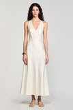 Simple A Line Ivoire Longue Robe