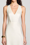 Simple A Line Ivoire Longue Robe