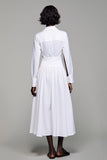 Revers Une Ligne Longue Robe Blanche Avec Noeud