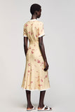 Robe midi à revers crantés imprimé abricot