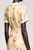 Robe midi à revers crantés imprimé abricot