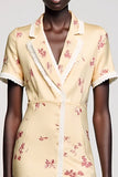 Robe midi à revers crantés imprimé abricot