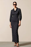Pois col bénitier fourreau noir robe