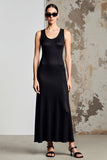 Simple A Line Noir Longue Robe d’Invitée de Mariage