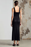 Simple A Line Noir Longue Robe d’Invitée de Mariage