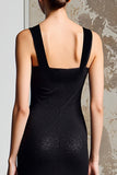 Simple A Line Noir Longue Robe d’Invitée de Mariage