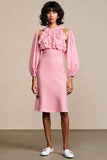Robe rose à volants avec manches amovibles