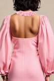 Robe rose à volants avec manches amovibles