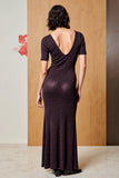 Robe à col en V noir scintillant