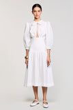 Une ligne blanche midi robe avec noeud