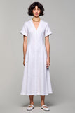 Simple A Ligne Col V Longue Robe D’invitée De Mariage Blanche