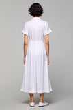 Simple A Ligne Col V Longue Robe D’invitée De Mariage Blanche