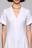 Simple A Ligne Col V Longue Robe D’invitée De Mariage Blanche