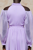 épaule froide violet une ligne longue robe d’invité de mariage