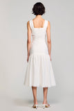 Robe mi-longue à col carré simple blanche