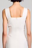 Robe mi-longue à col carré simple blanche