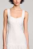 Robe mi-longue à col carré simple blanche